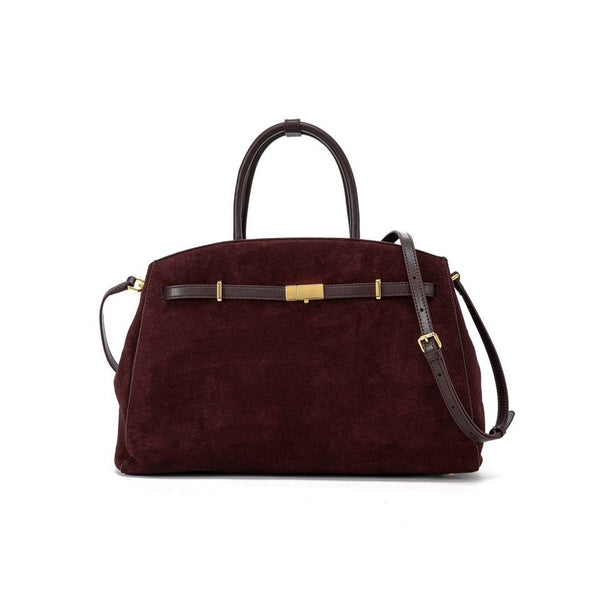 OREVA Suede Metal Buckle Commuter Handbag