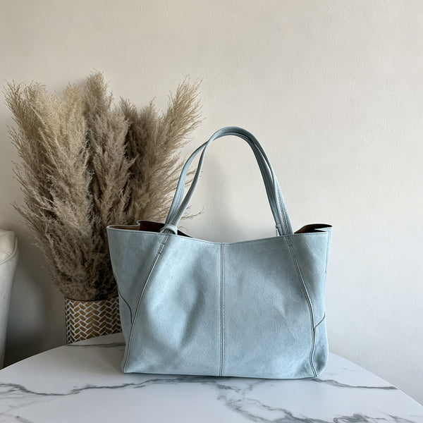 OREVA Suede Splicing Large Capacity Tote Bag