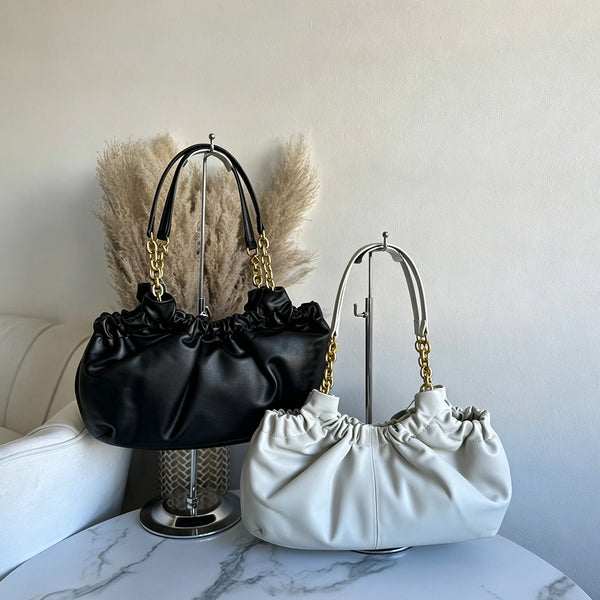 OREVA Ruched Chain Underarm Bag