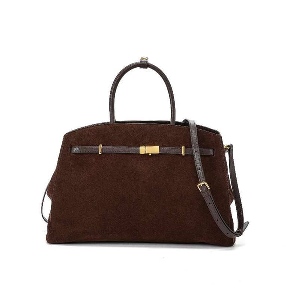 OREVA Suede Metal Buckle Commuter Handbag