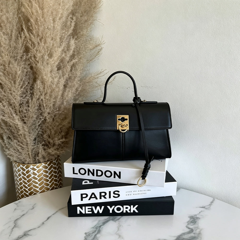 OREVA Metal Lock Handheld Baguette Bag