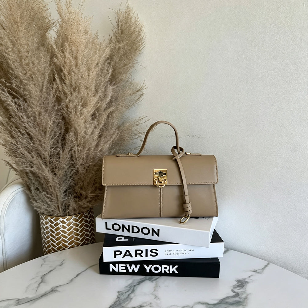 OREVA Metal Lock Handheld Baguette Bag