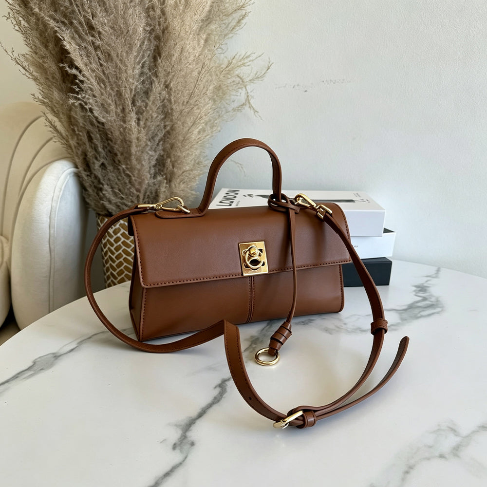 OREVA Metal Lock Handheld Baguette Bag