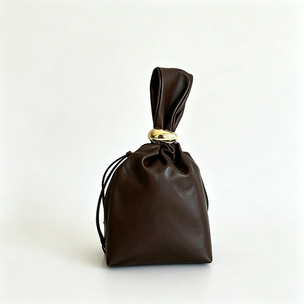 OREVA Metal Knot Drawstring Bucket Bag