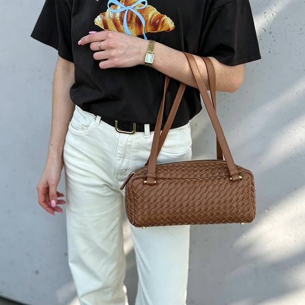 OREVA Handwoven Underarm Baguette Bag